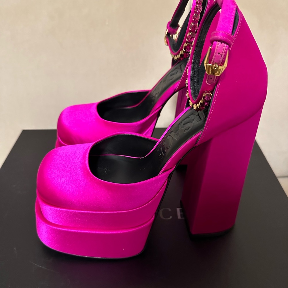 VERSACE Pink Medusa Aevitas Platform Heels